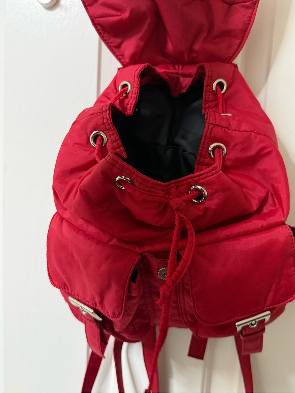 Fila Red Nylon Drawstring Rucksack with Front Pockets - Picture 2 of 4